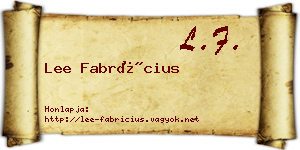 Lee Fabrícius névjegykártya